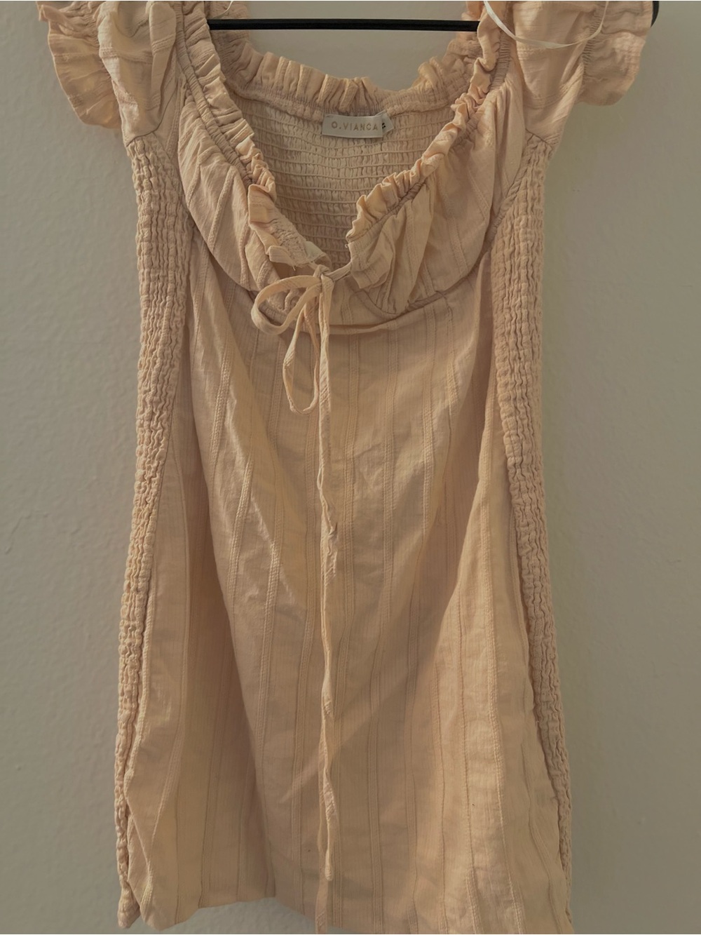 Cream Ruffle-Trim Smocked Camisole
